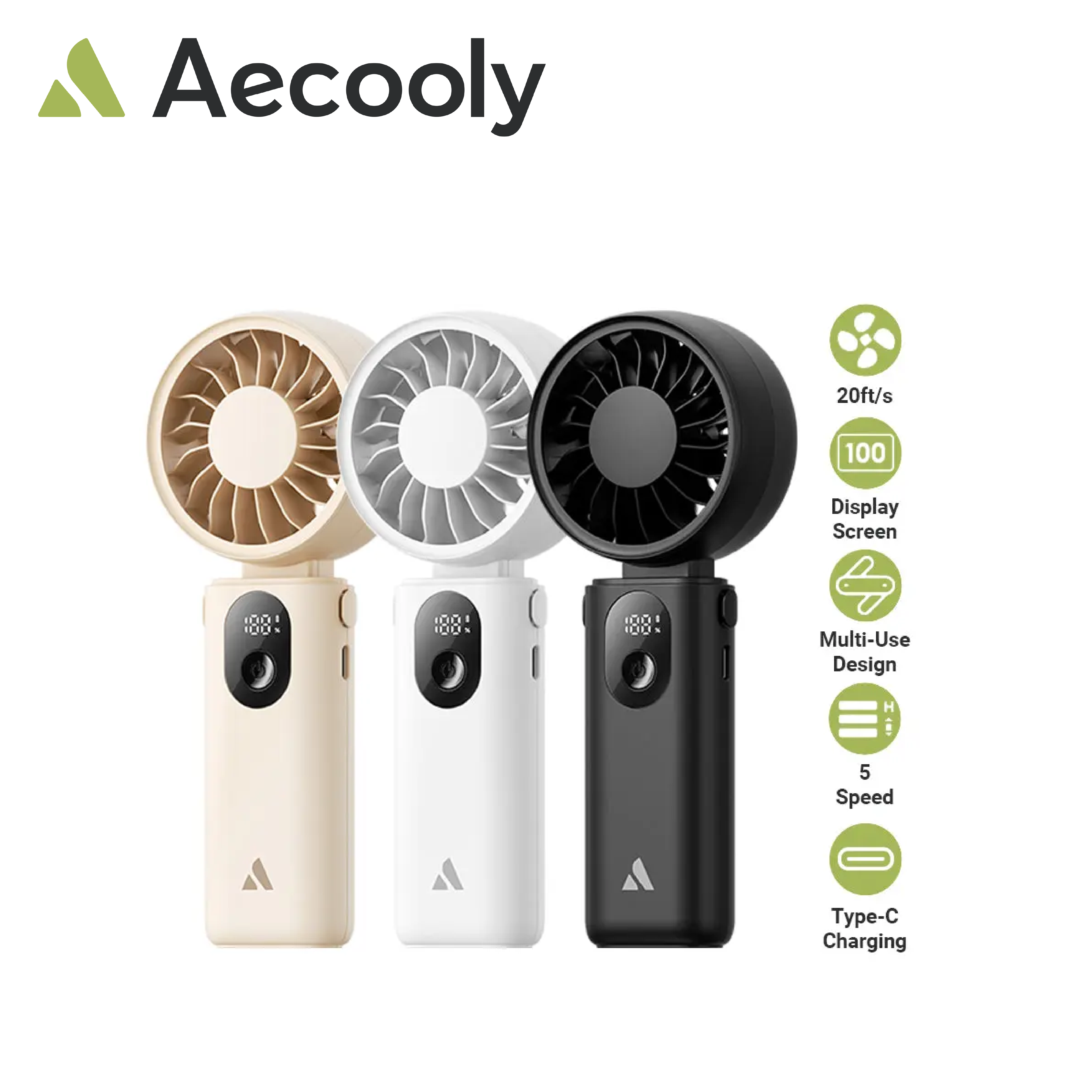 Aecooly 3,600mAh Halo 04  Foldable Handheld Fan