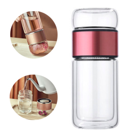 280ML Double Wall Glass Bottle with Tea Infuser Lid