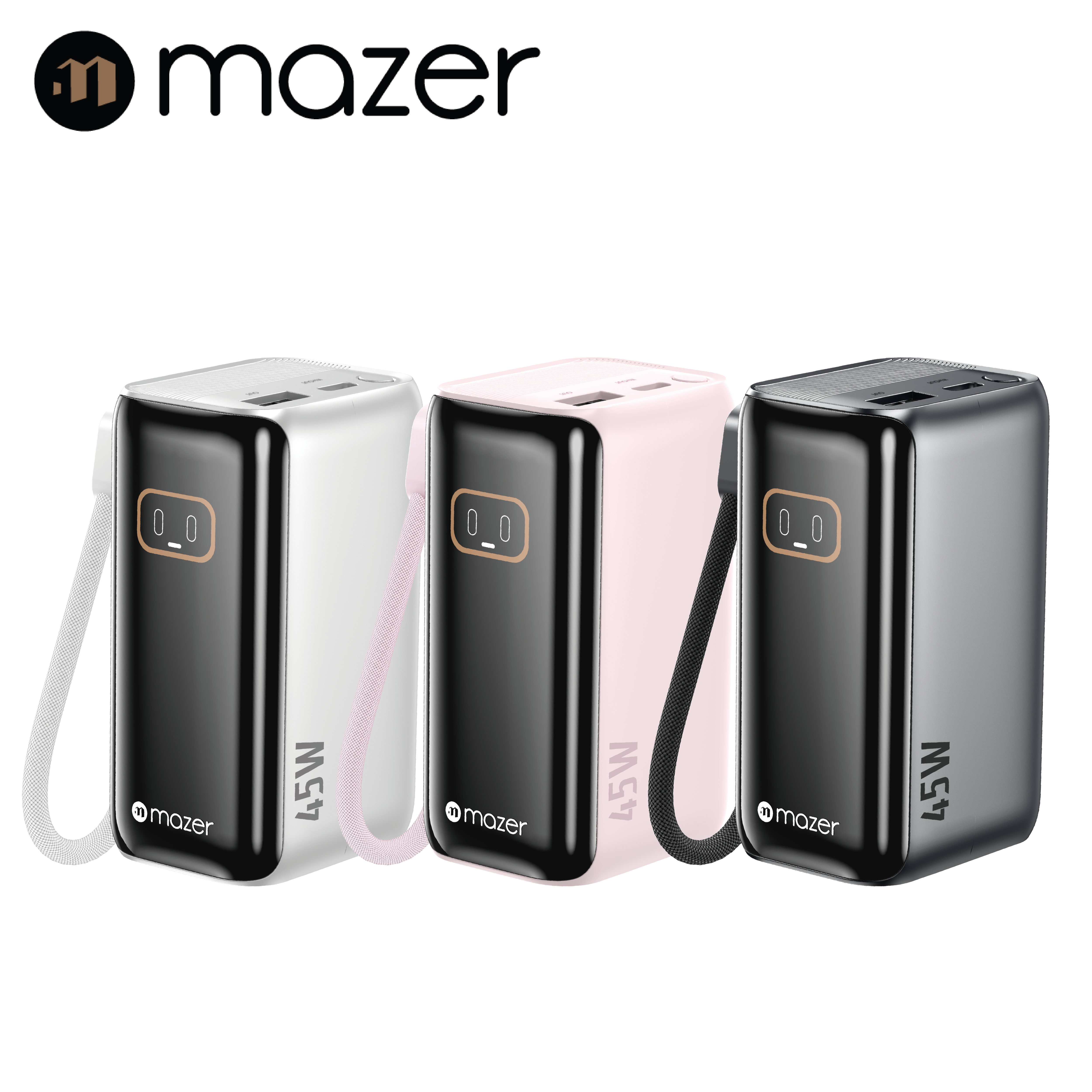 Mazer 10,000mAh PowerCharge RLink PD45W (Built-in Retractable USB-C Cable) Power Bank (CCC Certified)