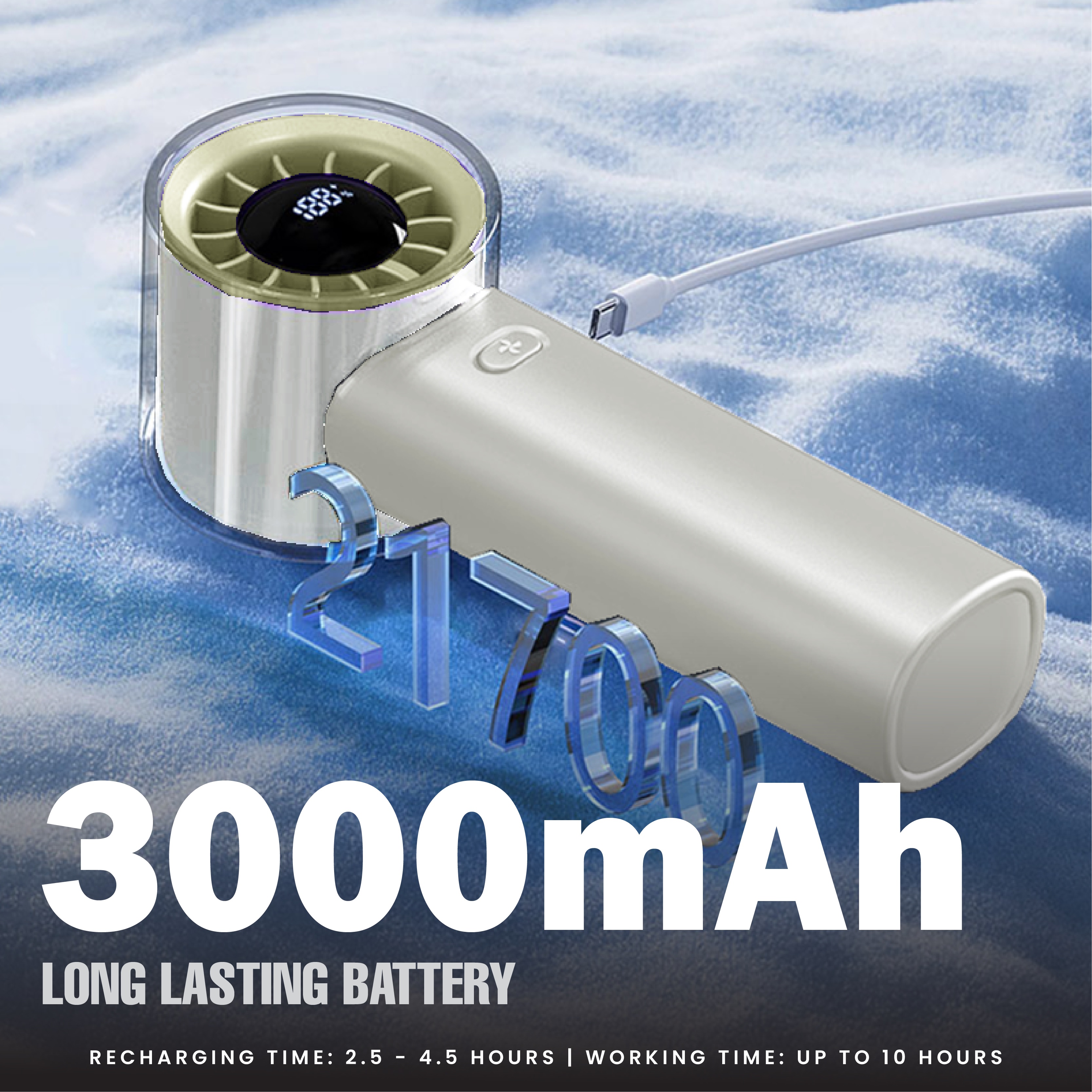 3,000mAh Cyclone Mini Fan