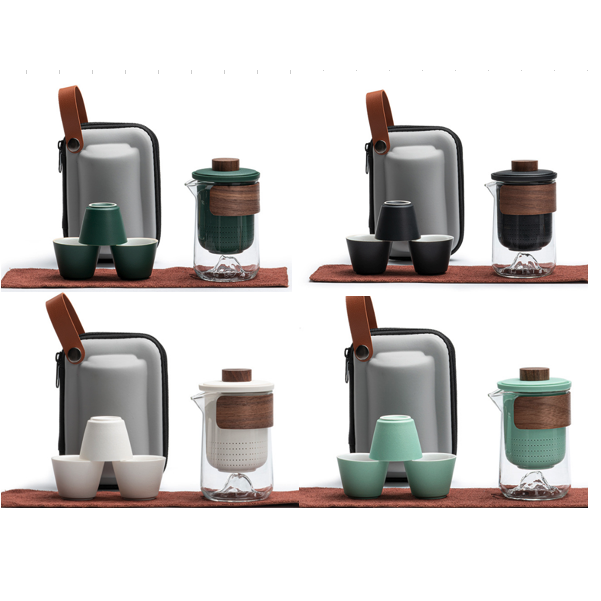 Portable Ceramic & Glass Tea Set 