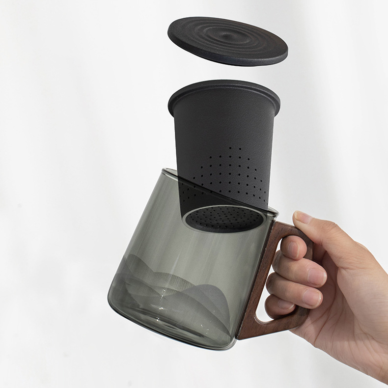 400ml Jade Glass Cup with Tea Strainer