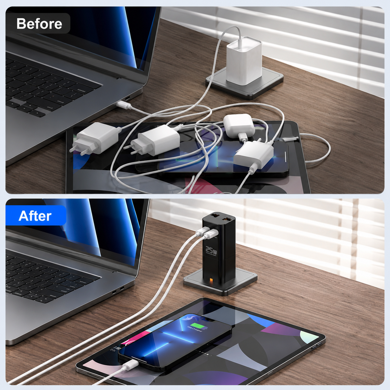 25W 2-Pin Socket Dual C Compact Travel Adapter - Wall Charger