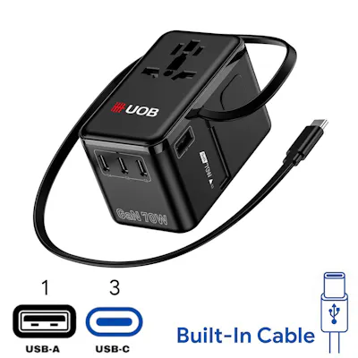70W GaN Bon Travel Adaptor with Retractable Cable