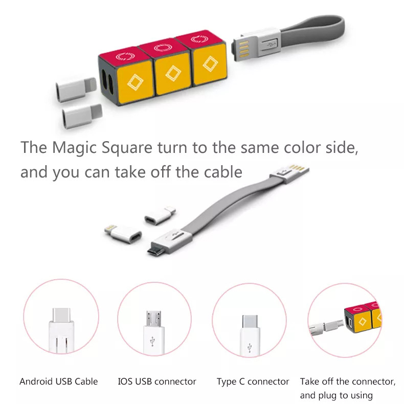 Micro USB 3 in 1 Magic Cube Charging Cable