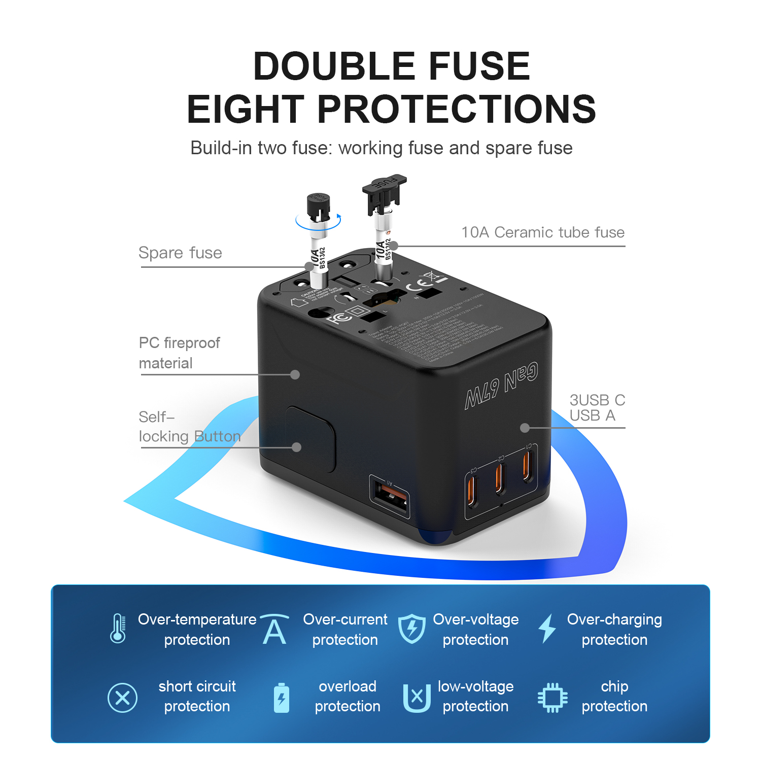 67W GaN Vago Travel Adaptor
