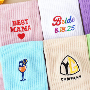 Custom Socks - Crew Length (Pair) - Custom Socks - Logo Embroidery
