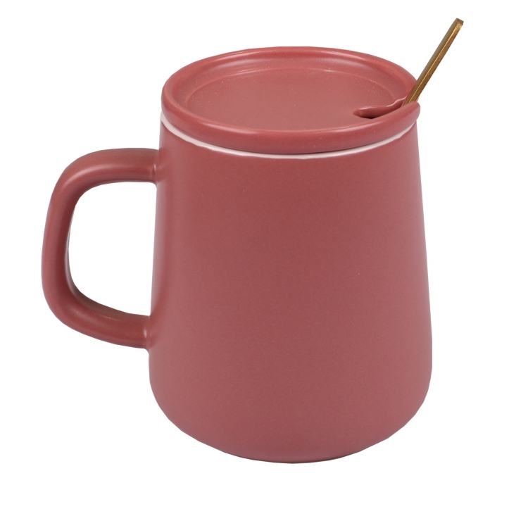 430ml Vero Ceramic Mug with Metal Spoon