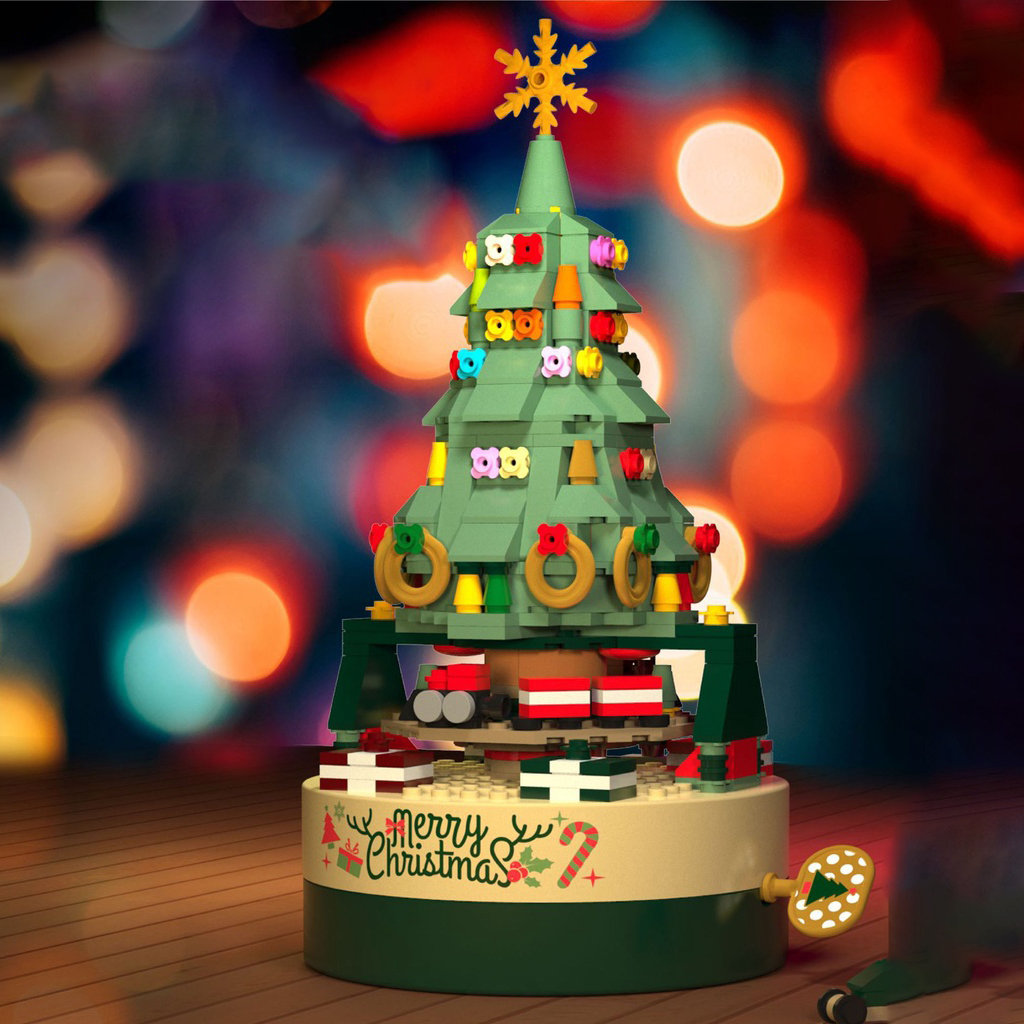 Customised Christmas Tree Music Box Bricks Set With Logo Print Singapore