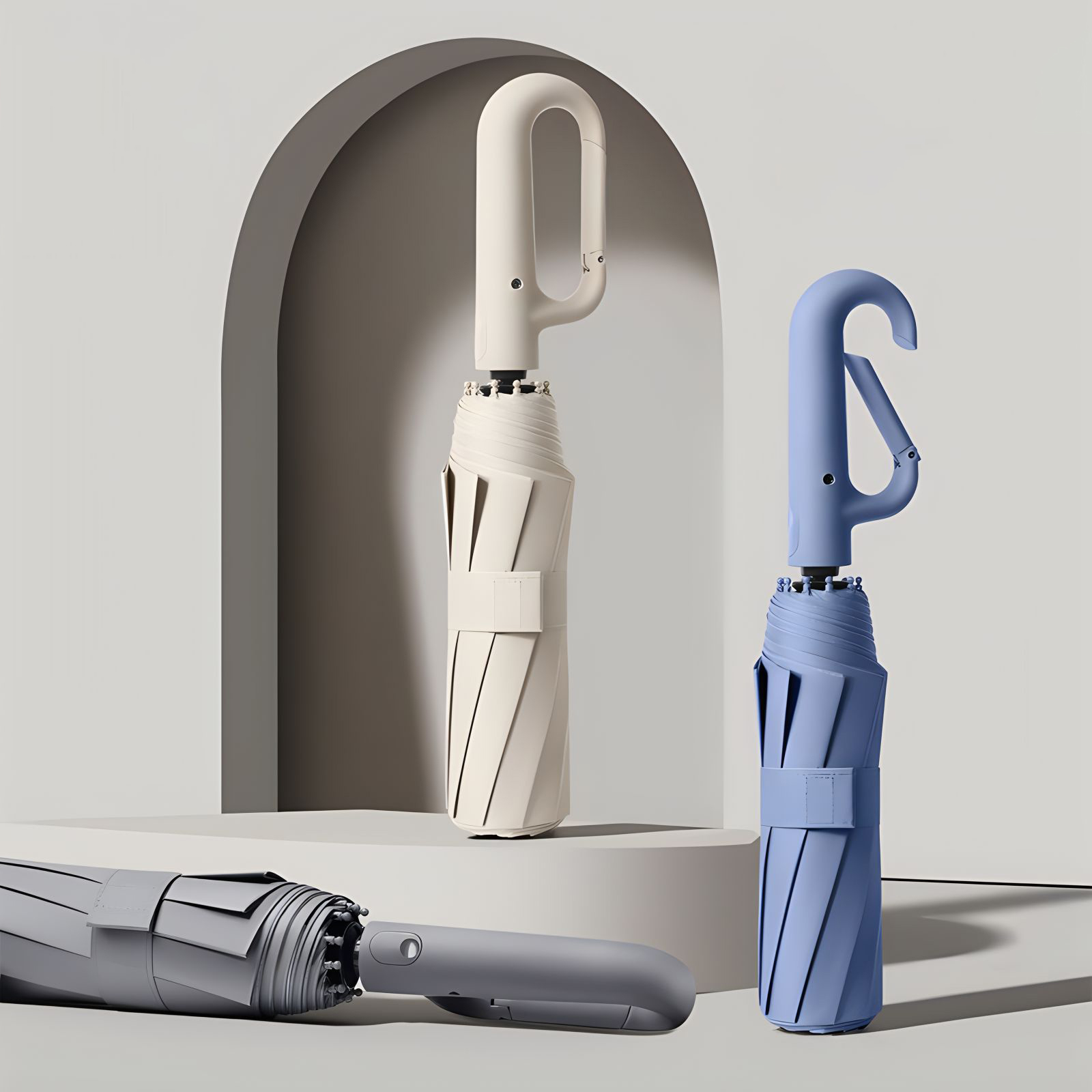 27’’ Halo Automatic Foldable Umbrella with Carabiner (with UV Coating)