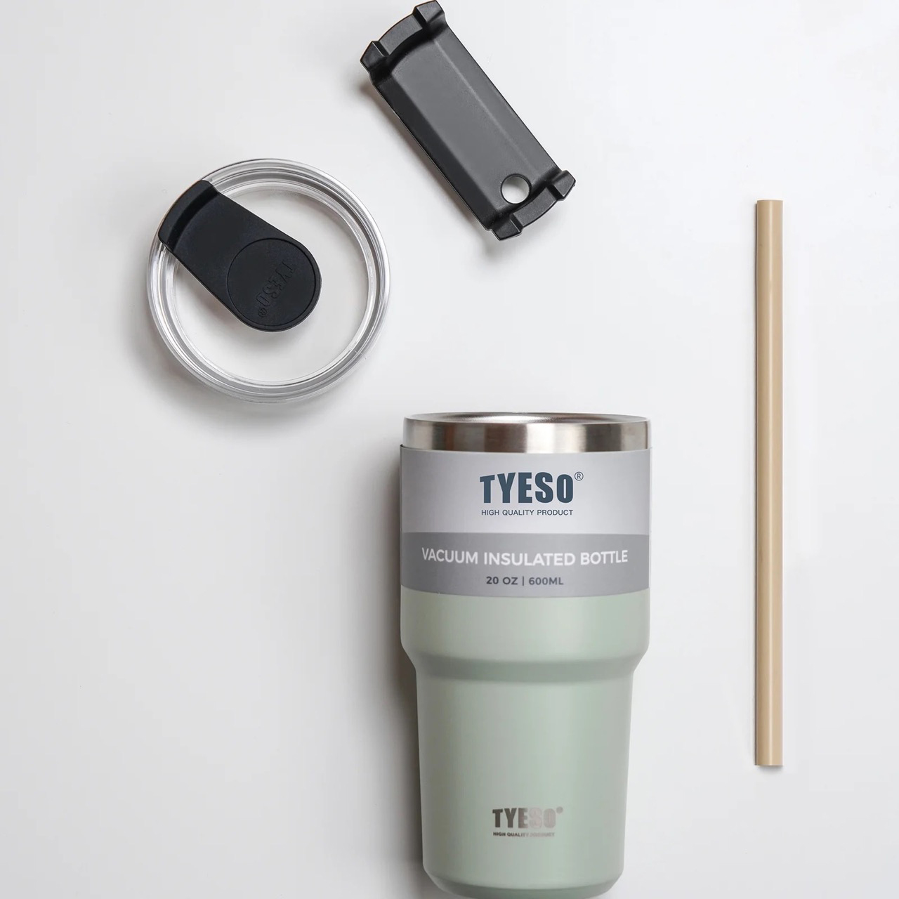 Tyeso 600ml Bubbly Insulated Tumbler with Straw 