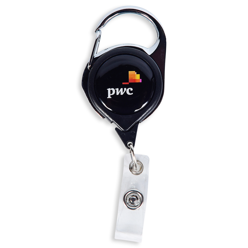 Black or White Badge Reel with Carabiner (Full Colour Logo)