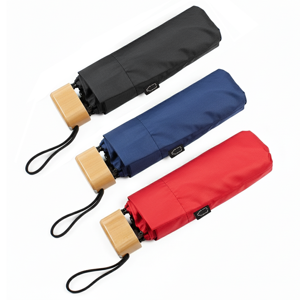 19'' Compact Lightweight RPET Umbrella (with UV Coating & Bamboo Handle)