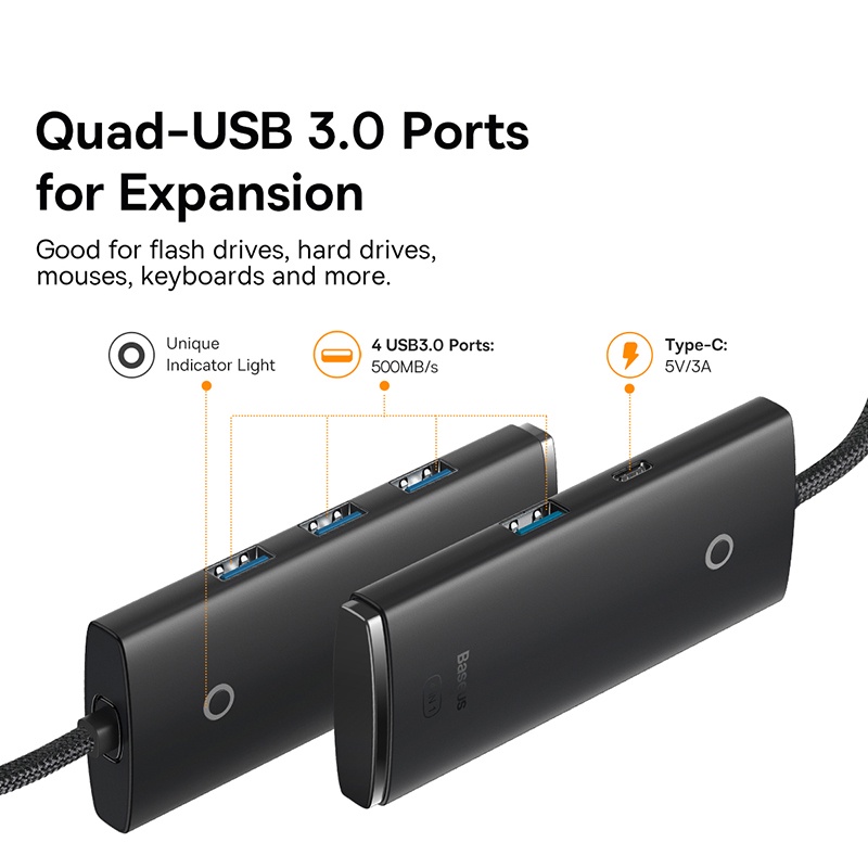 Baseus 4 in 1 USB Hub (With Type-C)