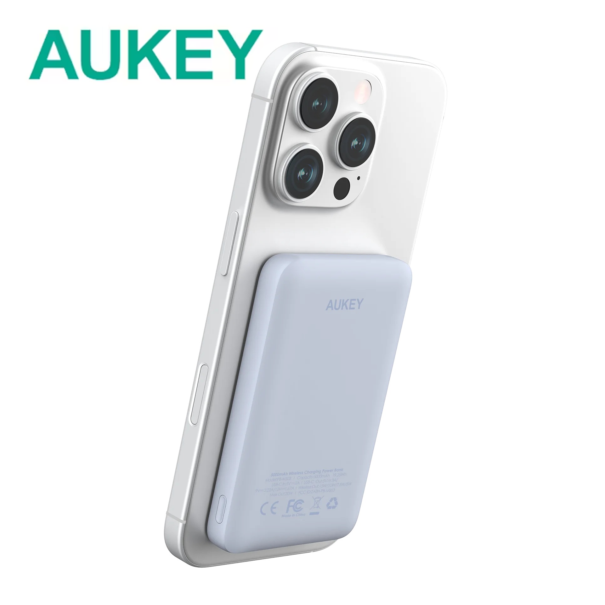 Aukey  5,000mAh MagFusion Slim Magnetic Wireless Power Bank