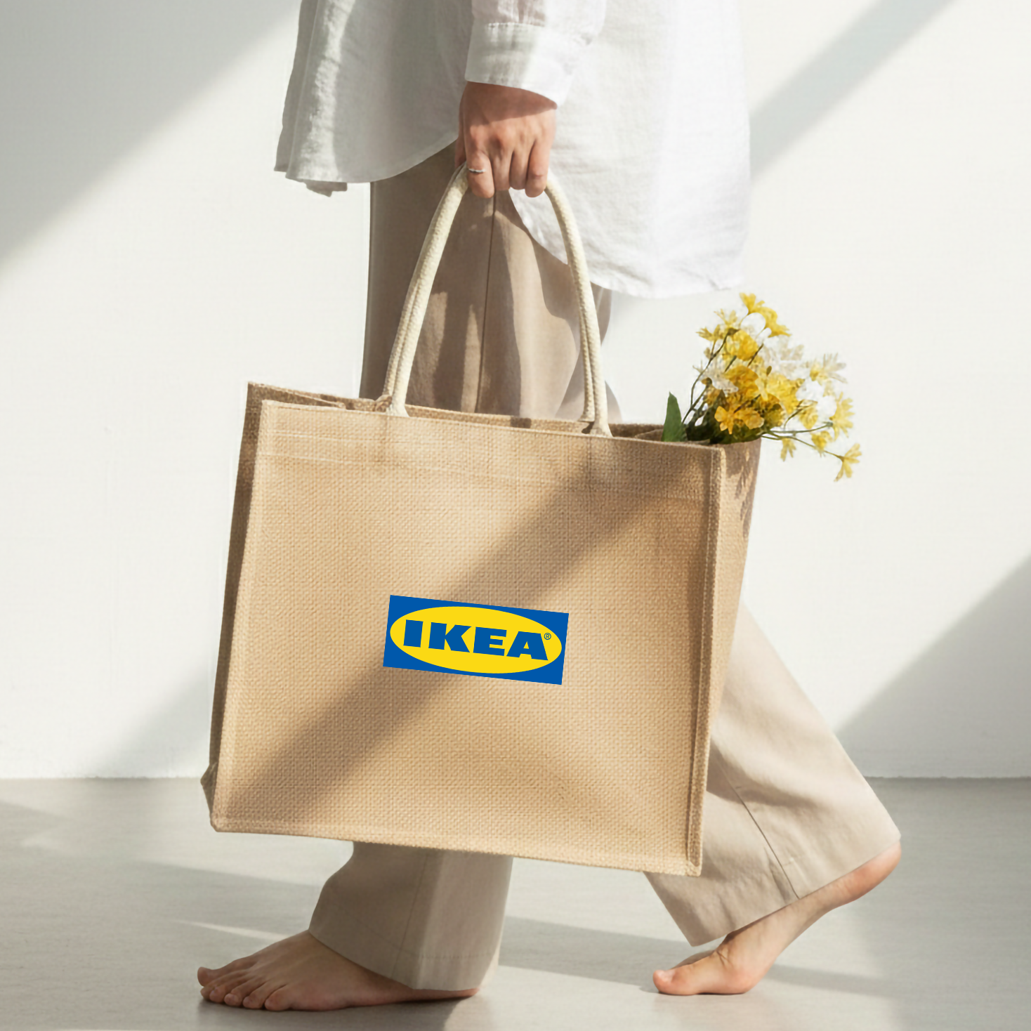 Large Laminated Jute Tote Bag