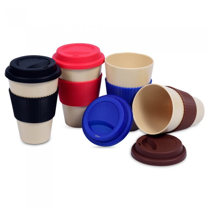 400ml Bamboo Fibre Mug with Lid & Sleeve 