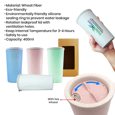 400ml Natural Eco-Wheat Tumbler