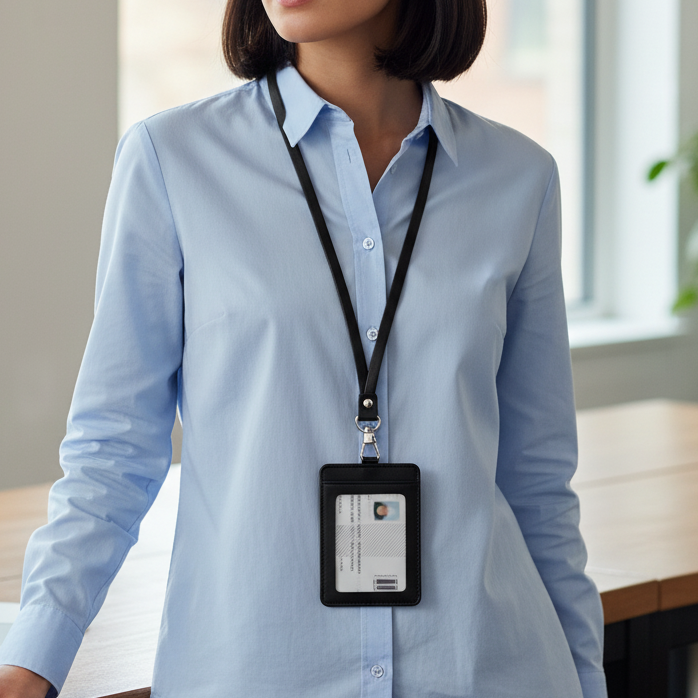 Portrait ID Card Holder with Lanyard and Box Set