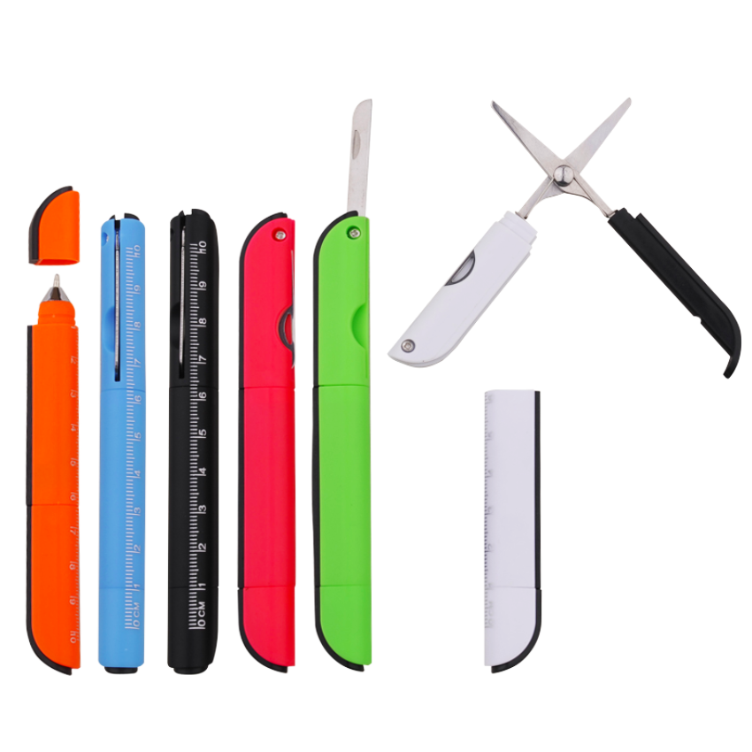 Multifunction 4-in-1 Pen (with Scissor, Knife and Ruler )