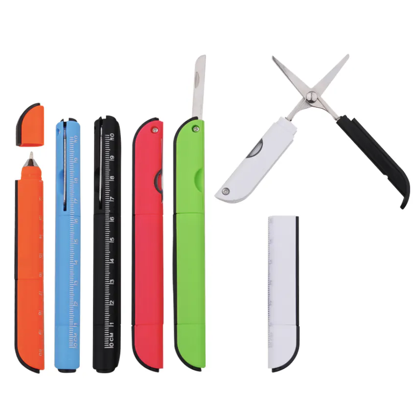 Multifunction 4-in-1 Pen (with Scissor, Knife and Ruler )