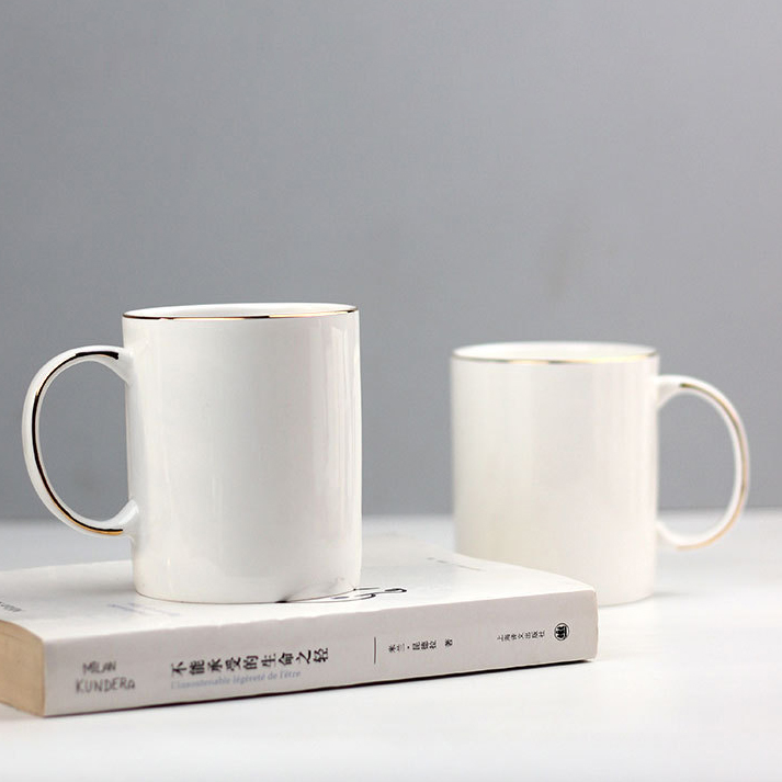 380ml Classic Ceramic Mug with Gold Rim