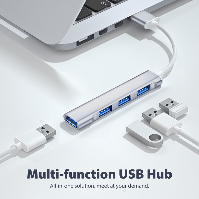 4 Port USB Hub - 3.0 High Speed Data Transfer