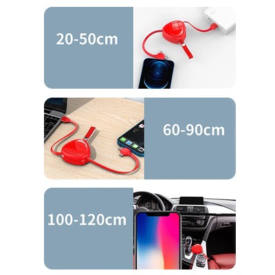 BLISS 3-in-1 Retractable USB Fast Charging Cable