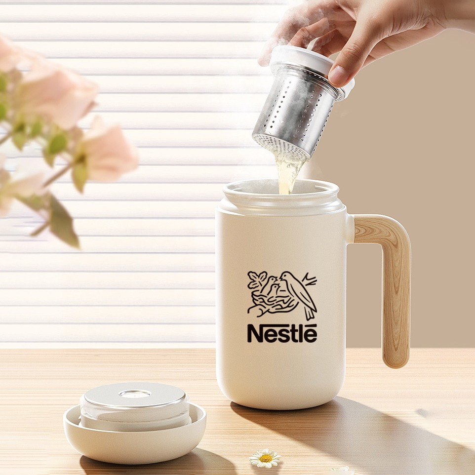 420ml Ceramic Tea Infuser Mug with Bamboo Handle