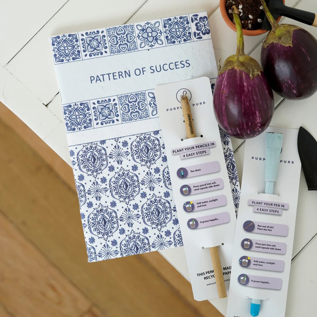 Purple&Pure Plantable Seed Notebook, Pen and Pencil Set 