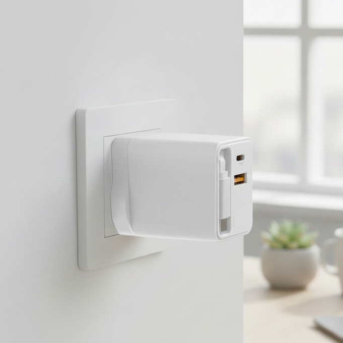 65W Aero GaN Wall Charger with Retractable Cable