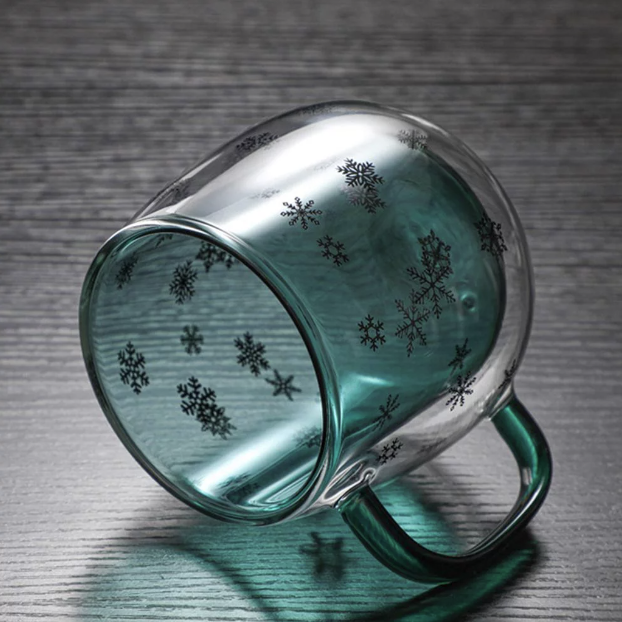 340ml Double Wall Snowflakes Glass Mug 