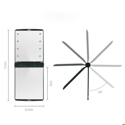Portable Double-Sided Mirror with LED Lights