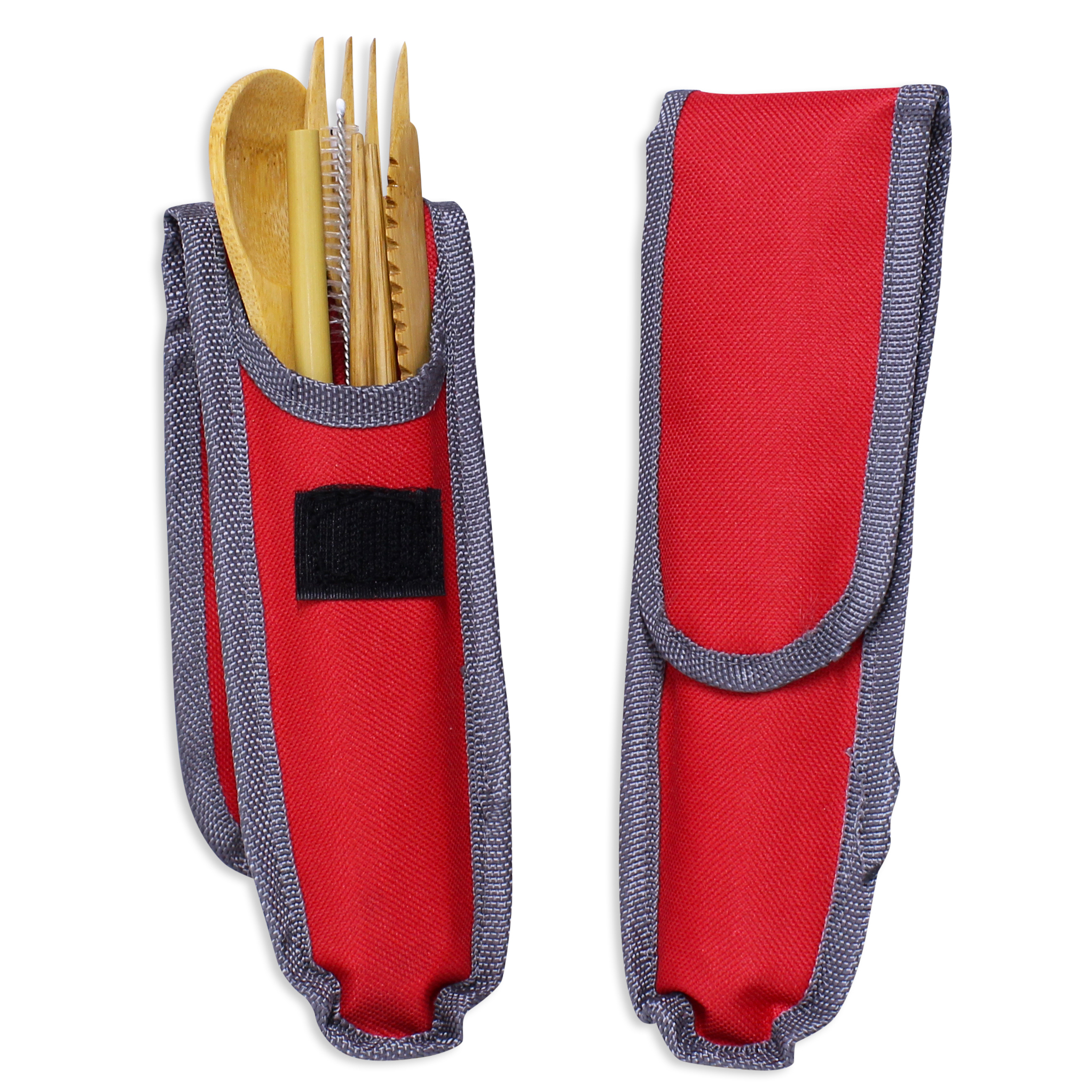 Reusable Bamboo Cutlery Set with Straw and Brush